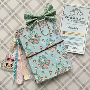 Bubu Monsters Cute Ice Cream Notebook with Bow and Charms